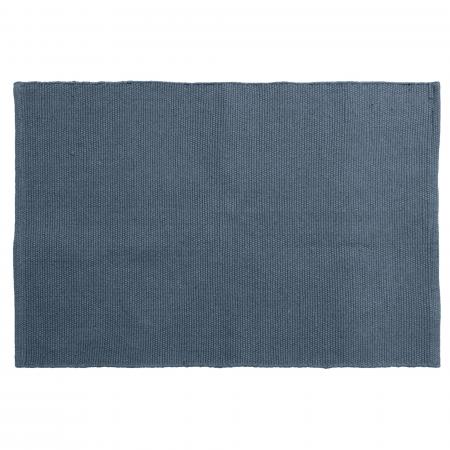 Tapis rectangulaire 60x90 cm pur coton collection MOOREA bleu ardoise