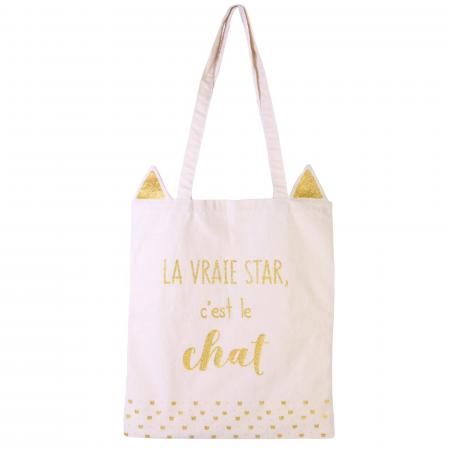 Tote Bag chat collection CAT 36x74 cm blanc