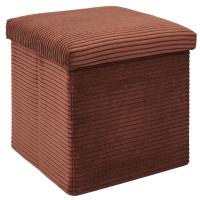 Coffre pouf pliable côtelé 38x38x38 cm collection VICTOR rouge terracotta