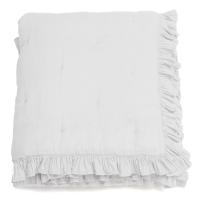 Couverture courtepointe en mousseline de coton 150x150 cm + 5 cm ELZA blanc neige