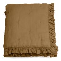 Couverture courtepointe en mousseline de coton 150x150 cm + 5 cm ELZA marron foin