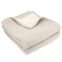 Couverture polaire luxe 240x300 cm 100% polyester 430 g/m2 NARVIK Galet/Naturel