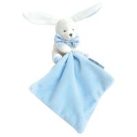 Doudou lapin 10 cm polyester collection J'AIME MON DOUDOU bleu