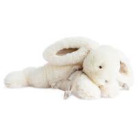 Doudou lapin 30 cm polyester collection LAPIN BONBON blanc/beige taupe