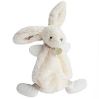 Doudou lapin plat 26 cm polyester collection LAPIN BONBON blanc/beige taupe