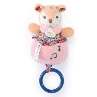 Doudou musique 14 cm polyester collection BOH'AIME faon rose multicolore