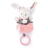 Doudou musique 14 cm polyester collection BOH'AIME lapin rose multicolore