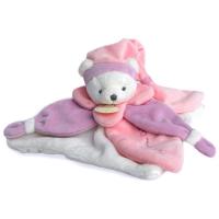 Doudou ours 24 cm en 100 % polyester collection COLLECTOR rose