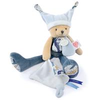 Doudou pantin histoire 35 cm polyester collection LES PETITS FUTÉS ours bleu