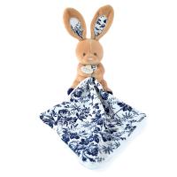 Doudou pantin 12 cm polyester collection BOH'AIME lapin marine bleu multicolore