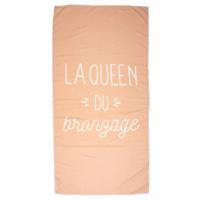 Drap de plage 70x140 cm en polyester collection KANEOHE modèle "La queen du bronzage"  rose