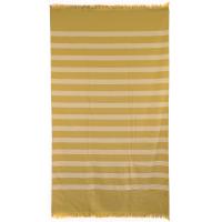 Drap de plage 100x180 cm pur coton collection CATANE rayures jaune moutarde