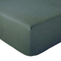 Drap housse 140x190 cm double gaze de coton CASSIS Vert argile