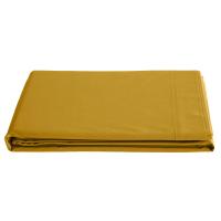 Drap plat pour lit simple 180x290 cm percale de coton MANOIR jaune Curry