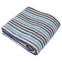 Drap de douche à rayures pur coton 70x140 cm collection BREEZE bleu