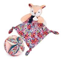 Ensemble balle sensorielle + doudou hochet polyester collection DUO BOH'AIME faon rose 2 pièces