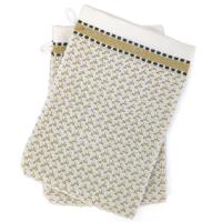 Lot de 2 gants de toilette 100% coton 16x21cm SANTORINI liteau jaune