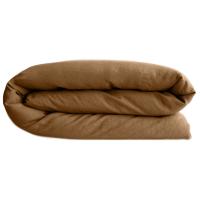 Housse de couette 140x200 cm lit simple lin lavé SONATE marron Cognac