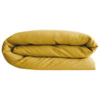 Housse de couette 200x200 cm petit lit double lin lavé SONATE jaune Curry