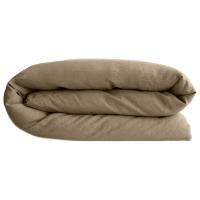 Housse de couette 260X240 cm lit queen size lin lavé SONATE beige Camel