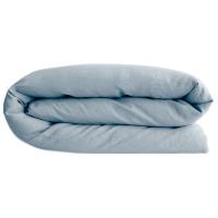 Housse de couette 260X240 cm lit queen size lin lavé SONATE bleu Glacier