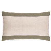 Housse de coussin en coton fil teint  40x60 cm cm collection JANIS vert mousse