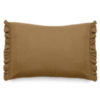 Housse de coussin en mousseline de coton 40x60 cm cm + 5 cm ELZA marron foin