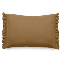 Housse de coussin en mousseline de coton 55x80 cm cm + 5 cm ELZA marron foin