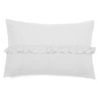 Housse de coussin en mousseline de coton volant central 40x60 cm cm ELZA blanc neige