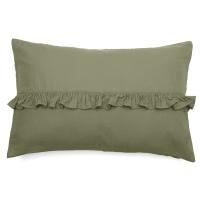 Housse de coussin en mousseline de coton volant central 40x60 cm cm ELZA vert mousse