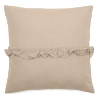 Housse de coussin en mousseline de coton volant central 45x45 cm cm ELZA beige ficelle