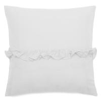 Housse de coussin en mousseline de coton volant central 45x45 cm cm ELZA blanc neige