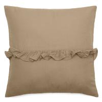 Housse de coussin en mousseline de coton volant central 45x45 cm cm ELZA marron camel