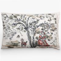 Housse de coussin pur coton 40x60 cm MILADY vert lichen motif paysage