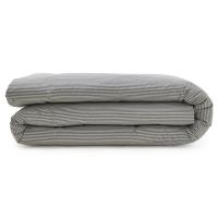 Housse de couette 250x220 cm en coton tissé teint DOUBLE JEU rayé et uni gris