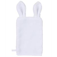 Lot de 2 gants de toilette 13x28 cm pur coton ANIMALETTO forme animal blanc