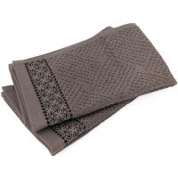 Lot de 2 serviettes invité 33x50 cm pur coton collection OSAKA fleurs marron