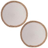 Lot de 2 sets de table rond TRESSE Blanc