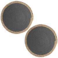 Lot de 2 sets de table rond TRESSE Gris