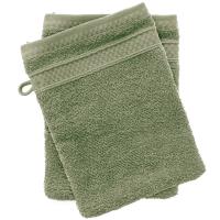 Lot de 2 gants de toilette 100% coton 550 g/m2 collection NAÏA vert Olive