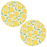 Lot de 2 sets de table en polyester 38x38 cm collection LIMONE motifs citrons jaune