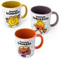 Lot de trois mugs collection  MONSIEUR MADAME modèle Madame multicolore