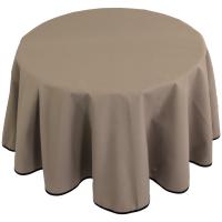 Nappe ronde 160 cm DIABOLO marron Tourterelle traitement teflon