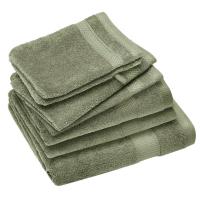 Parure de bain 100% coton 550 g/m2 collection NAÏA par lot de 7 vert Olive