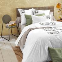 Parure de lit 200x200 cm set 65x65 percale de coton BONJOUR blanc Mascarpone 3 pièces