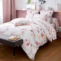 Parure de lit 140x200 cm 50x70 cm percale 100% coton ELISA Rose 2 pièces