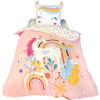 Parure de lit enfant 140x200 cm collection GALAK 100% coton rose 2 pièces