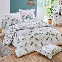 Parure de lit 140x200 cm 50x70 cm percale 100% coton MAGNOLIA vert sauge