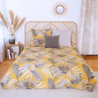 Parure de lit 260x240 cm Microfibre 50% recyclée AQUILIE Jaune 3 pièces