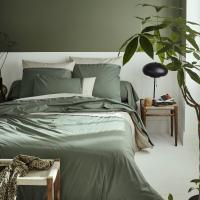 Parure de lit 280x240 cm 50x70 cm percale 100% coton NOA vert Kaki 3 pièces